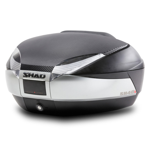 Shad SH48 Top Box Black/Titanium inc Backrest And Carbon Cover